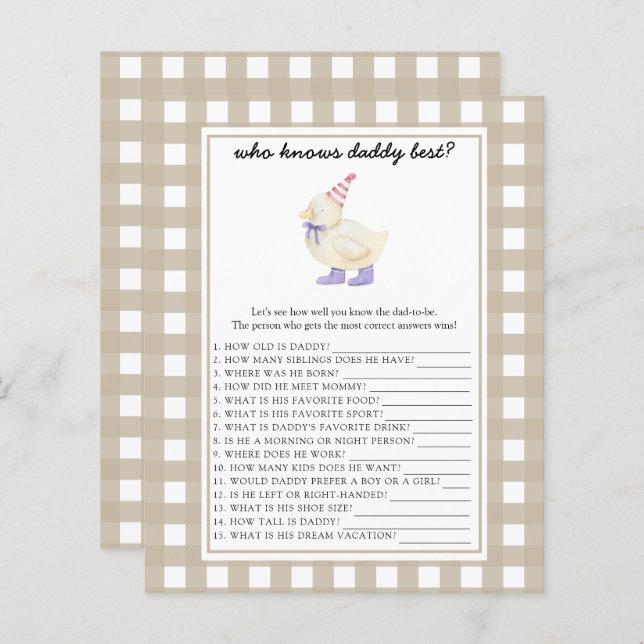 Schattigee eend - Wie kent papa beste spel (Voorkant / Achterkant)