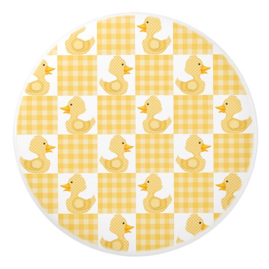 Schattigee eenden (geel) keramische knop (Voorkant)