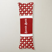 Schattigee eenden, karmozijnrood en wit, jouw naam lichaamskussen (Voorkant Verticaal)