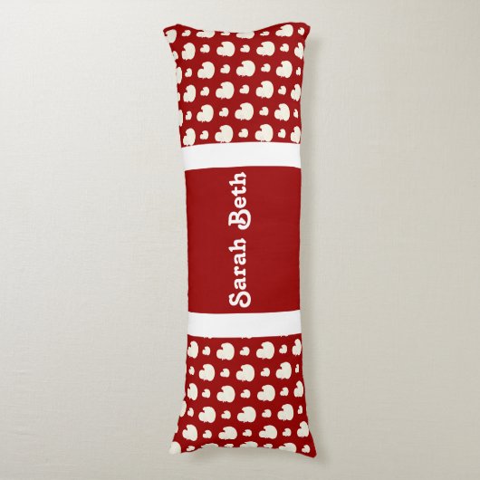 Schattigee eenden, karmozijnrood en wit, jouw naam lichaamskussen (Voorkant Verticaal)