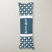 Schattigee eenden, leisteen blauw & wit, jouw naam lichaamskussen (Voorkant Verticaal)