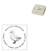 Schattigee  eendenfamilie naam en retouradres rubberstempel (Gestempeld)