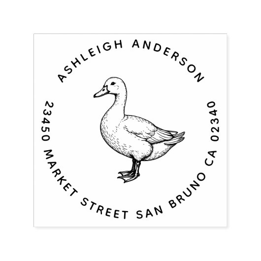 Schattigee  eendenfamilie naam en retouradres  zelfinktende stempel (Design)