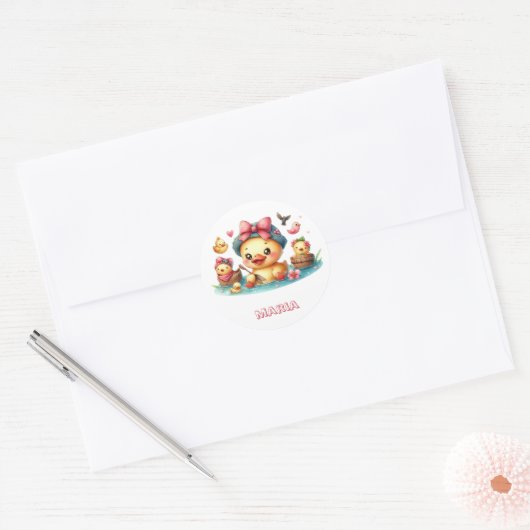 Schattigee eendengele baby ronde sticker (Envelop)