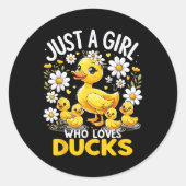 Schattigee eendenliefhebber gewoon een meisje dat ronde sticker (Voorkant)