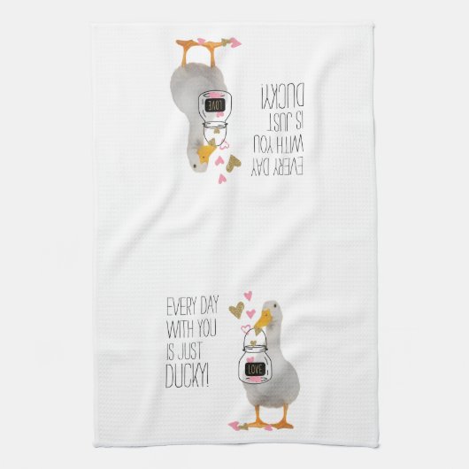 Schattigee eendenValentijn Theedoek (Verticaal)