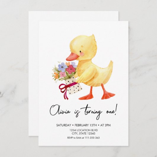 Schattigee eendenverjaardag kaart (Voorkant / Achterkant)