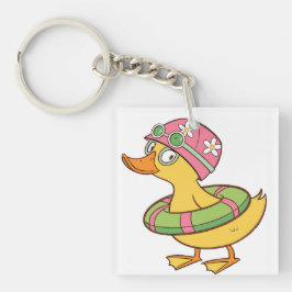 Schattigee eendje Cartoon – Kinder Acryl Sleutelha Sleutelhanger