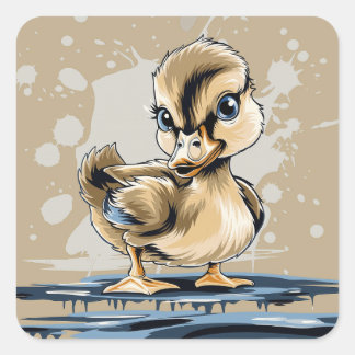 Schattigee eendje vierkante sticker