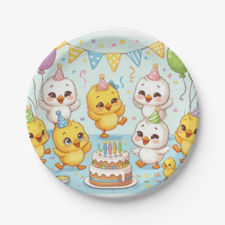 Schattigee eendjes dansen verjaardagsfeestje papie papieren bordje