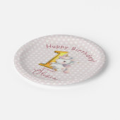 Schattigee Eenhoorn 1e Verjaardag met witte stippe Papieren Bordje (Gekanteld)