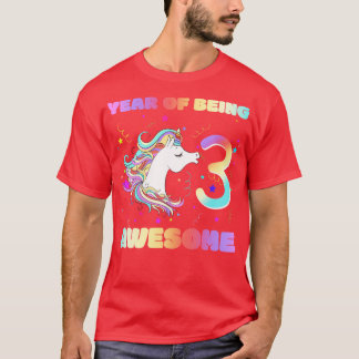Schattigee eenhoorn 3 jaar Geweldige 3e verjaardag T-shirt