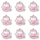 Schattigee eenhoorn aangepaste meervoudige naam st sticker (Voorkant)