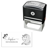 Schattigee Eenhoorn Aangepaste Naam Elegante Scrip Zelfinktende Stempel (In situ)
