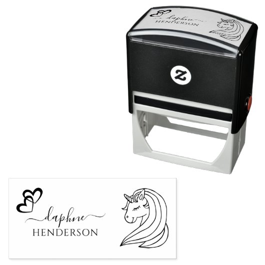 Schattigee Eenhoorn Aangepaste Naam Elegante Scrip Zelfinktende Stempel (In situ)