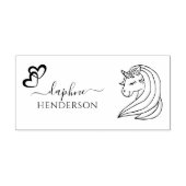Schattigee Eenhoorn Aangepaste Naam Elegante Scrip Zelfinktende Stempel (Design)
