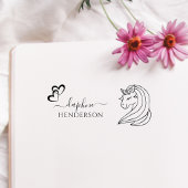 Schattigee Eenhoorn Aangepaste Naam Elegante Scrip Zelfinktende Stempel