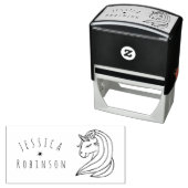 Schattigee Eenhoorn Aangepaste Naam School Boeken  Zelfinktende Stempel (In situ)