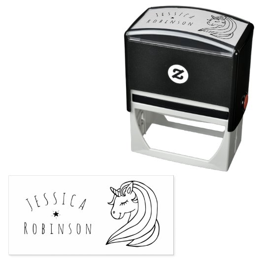 Schattigee Eenhoorn Aangepaste Naam School Boeken  Zelfinktende Stempel (In situ)