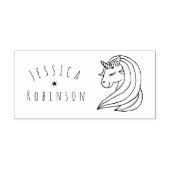 Schattigee Eenhoorn Aangepaste Naam School Boeken  Zelfinktende Stempel (Design)