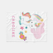 Schattigee Eenhoorn Baby Meisje Naam Wit Fleece Deken (Voorkant (Horizontaal))