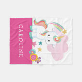 Schattigee Eenhoorn Baby Meisje Naam Wit Roze Fleece Deken (Voorkant (Horizontaal))