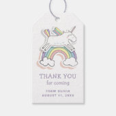 Schattigee eenhoorn. Baby meisje regenboog verjaar Cadeaulabel (Voorkant)