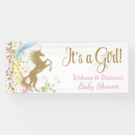 Schattigee Eenhoorn Baby shower Banner (Horizontaal)