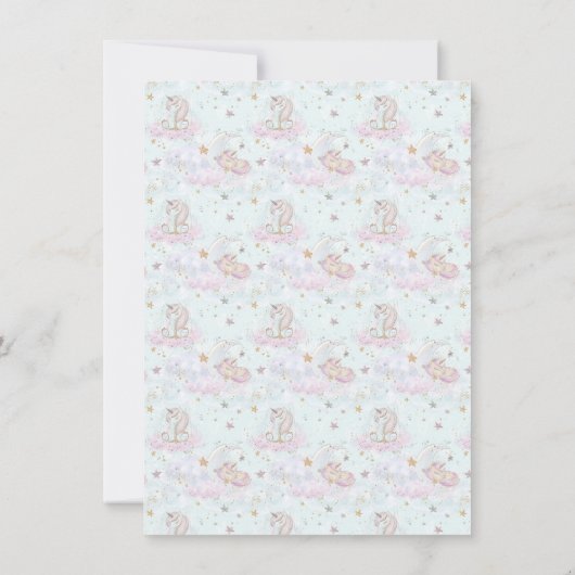 Schattigee Eenhoorn Baby Shower Uitnodigingen (Achterkant)