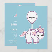 Schattigee Eenhoorn Baby Shower Uitnodigingen (Voorkant / Achterkant)