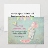 Schattigee eenhoorn / ballonnen eerste verjaardag briefkaart (Voorkant / Achterkant)