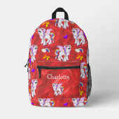 Schattigee eenhoorn betoverde dromen rood bedrukte rugzak (Voorkant)