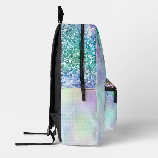 Schattigee eenhoorn Blauw Paarse Glitter Drips Mon Bedrukte Rugzak (Links)