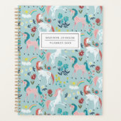 Schattigee Eenhoorn Blauwe meisjes Planner (Voorkant)