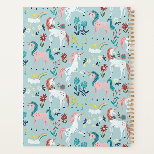 Schattigee Eenhoorn Blauwe meisjes Planner (Achterkant)