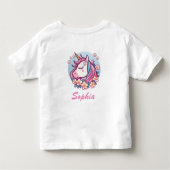 Schattigee Eenhoorn & Bloemen, Personaliseer Naam Kinder Shirts (Achterkant)