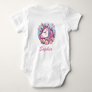 Schattigee Eenhoorn & Bloemen, Personaliseer Naam Romper