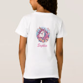 Schattigee Eenhoorn & Bloemen, Personaliseer Naam T-shirt (Achterkant)