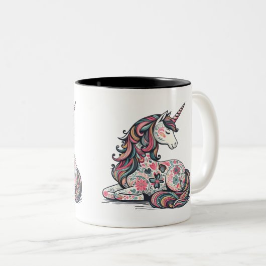 Schattigee Eenhoorn Bloemen Sterren Koffie Mok (Voorkant rechts)