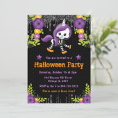 Schattigee eenhoorn bloemenhalloween feest kaart (Staand voorkant)