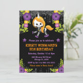 Schattigee eenhoorn bloemige Halloween Verjaardag Kaart (Staand voorkant)