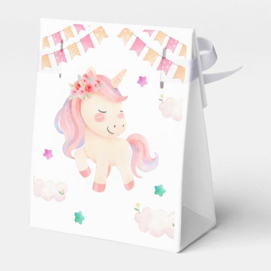 Schattigee Eenhoorn Bunting Flag Meisje Verjaardag Bedankdoosjes (Achterkant)
