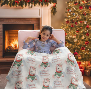 Schattigee Eenhoorn Custom Christmas Fleece Deken
