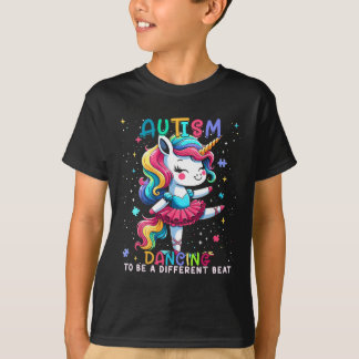 Schattigee eenhoorn dansen op een andere beat auti t-shirt