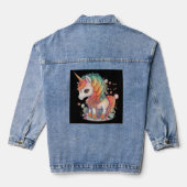 SCHATTIGEE EENHOORN DENIM JEAN JAS DENIM JACKET (Achterkant)