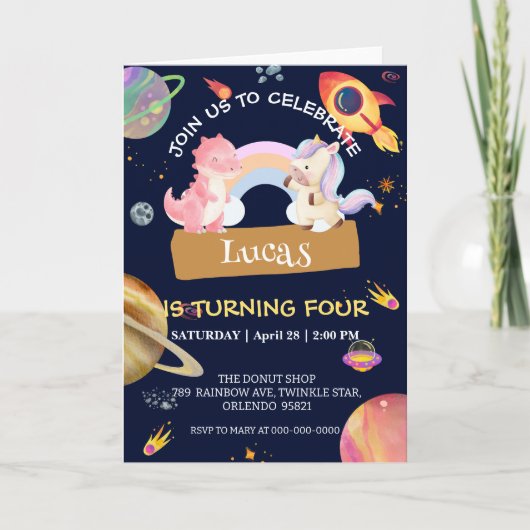 Schattigee eenhoorn dinosaurus Galaxy Rocket verja (Voorkant)