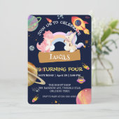 Schattigee eenhoorn dinosaurus Galaxy Rocket verja Kaart (Staand voorkant)