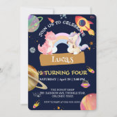 Schattigee eenhoorn dinosaurus Galaxy Rocket verja Kaart (Voorkant)