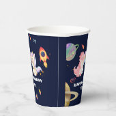 Schattigee eenhoorn dinosaurus Galaxy Rocket verja Papieren Bekers (Rechts)