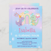 Schattigee Eenhoorn Dinosaurus Regenboog Donut Ver Kaart (Voorkant / Achterkant)